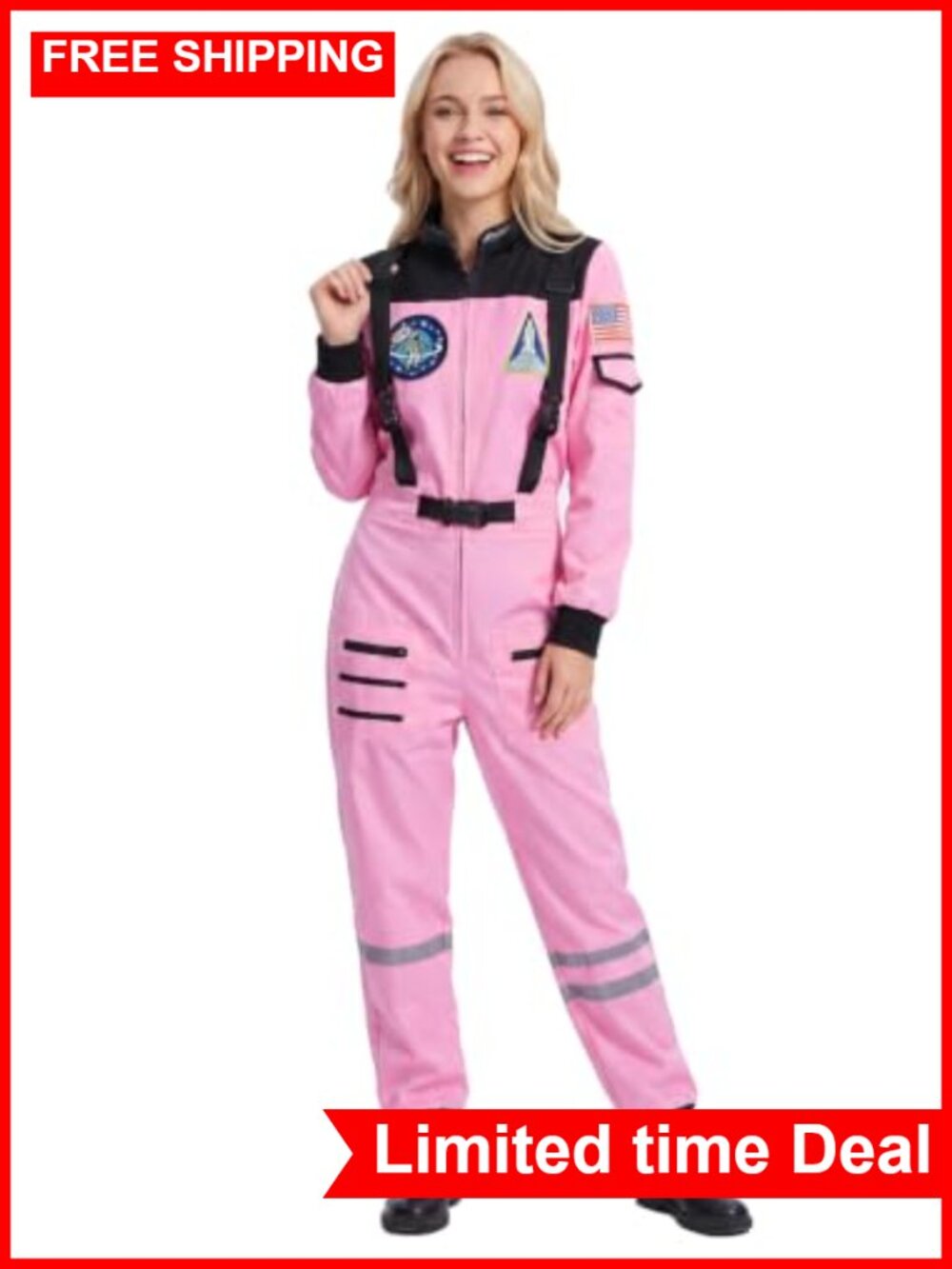 Womens Astronaut Space Suit Costume Jumpsuit Halloween Cosplay